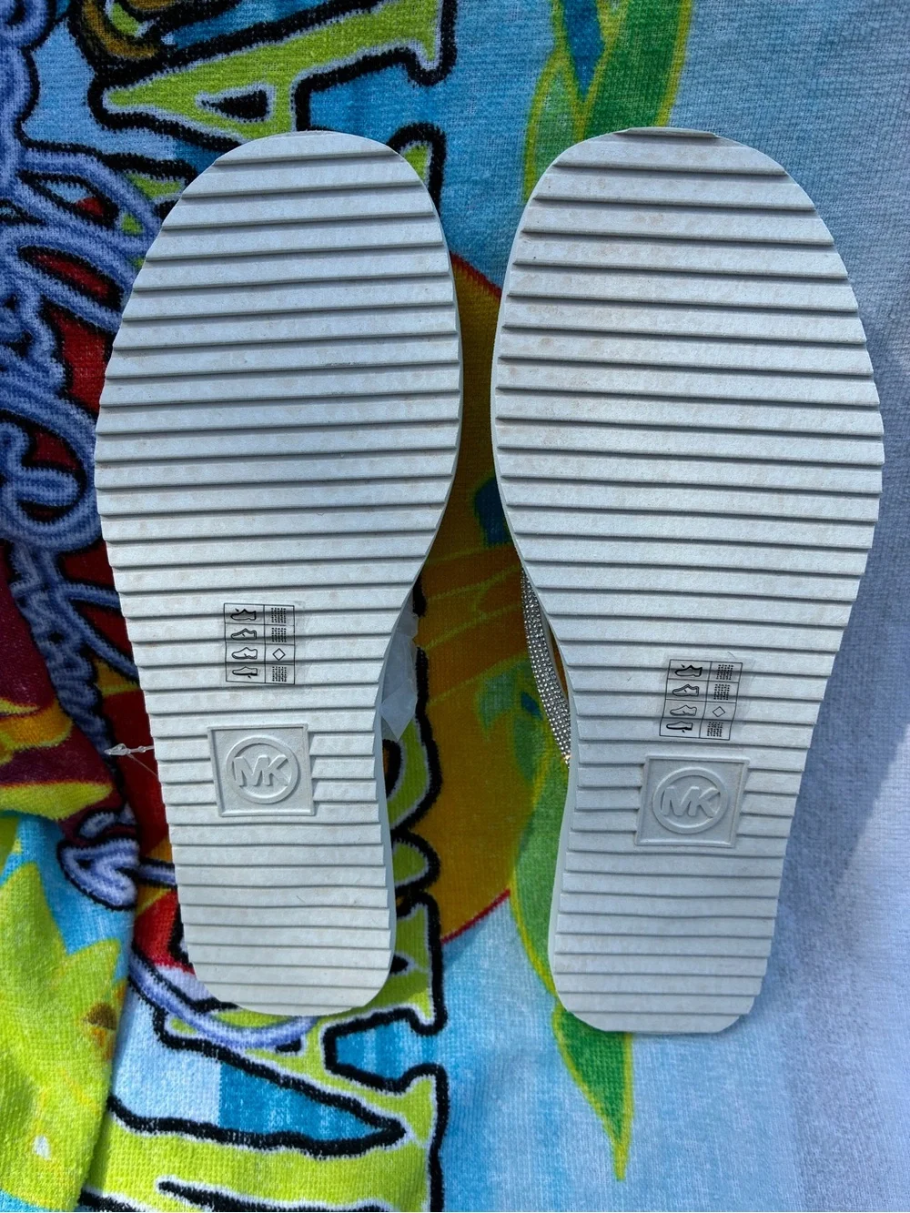 Michael Kors Jinx White Crystal-Trim Flip Flops